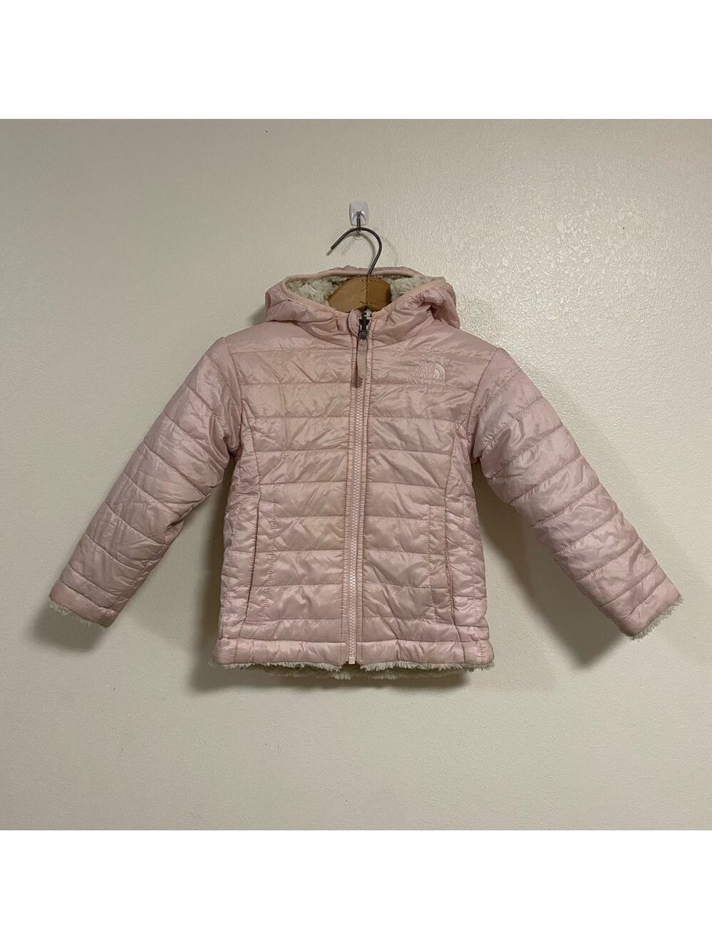 The North Face Jacket Toddler Size 4T Pink Quilted Hooded Reversible Jacket
